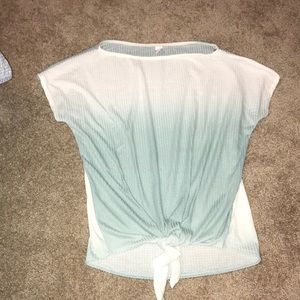 Juniors Short Sleeve Tie-Bottom Top